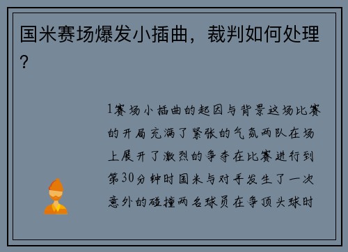 国米赛场爆发小插曲，裁判如何处理？