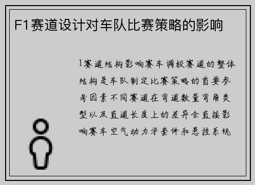 F1赛道设计对车队比赛策略的影响
